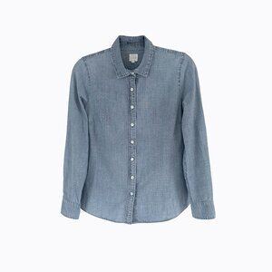 J.Crew Chambray Perfect Shirt S Blue Denim Coastal Cowgirl Western Cottagecore